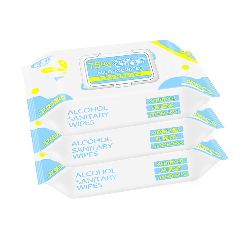 Wipes láimhe antibacterial Wipes indiúscartha 75% alcól wipes 40pack neamhscríofa