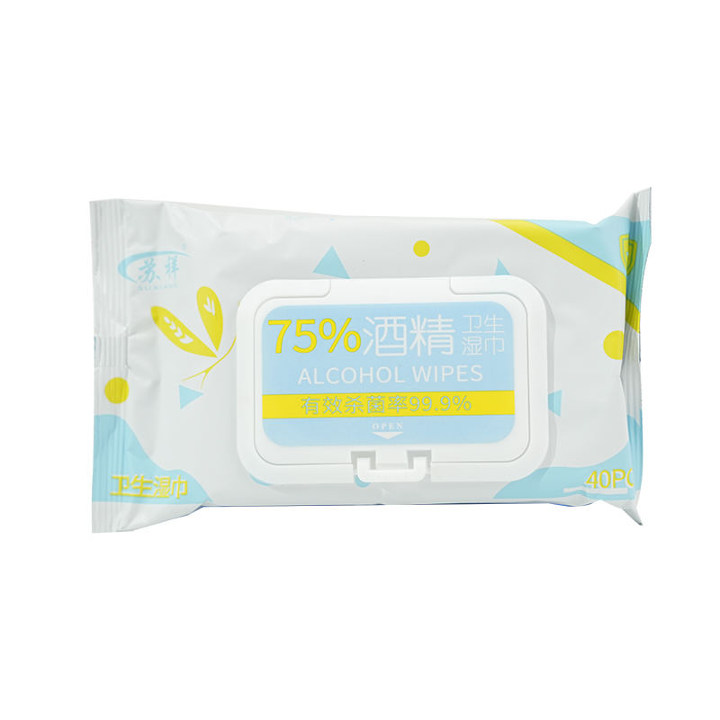 Wipes láimhe antibacterial Wipes indiúscartha 75% alcól wipes 40pack neamhscríofa