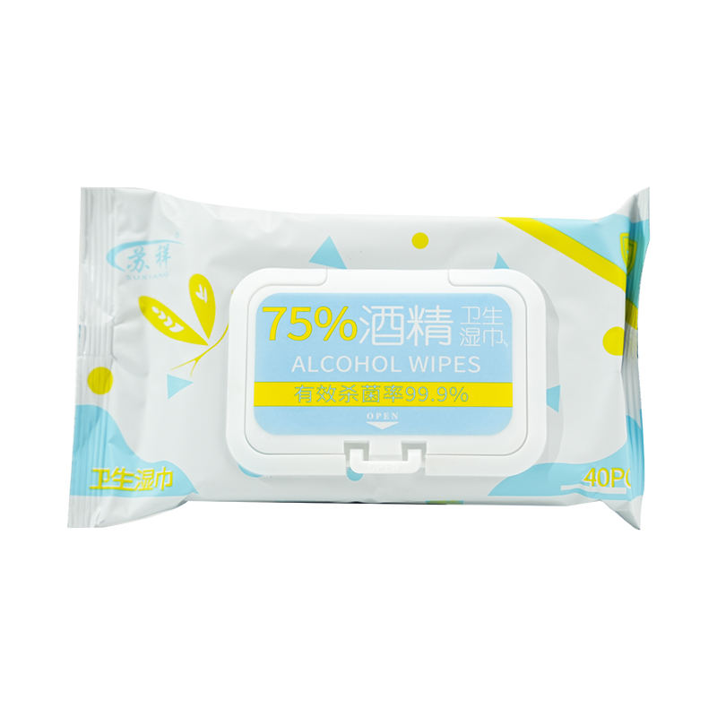 Wipes láimhe antibacterial Wipes indiúscartha 75% alcól wipes 40pack neamhscríofa